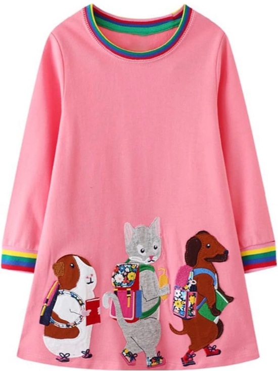 Mini Boden Other - Fauxden Animal School Theme Appliqué Dress Sz 6-7